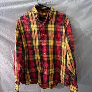 OAK Vibrant Plaid Button-Down Shirt - Red, Yellow, Black